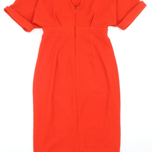ASOS Womens Red Polyester A-Line Size 6 Round Neck Zip