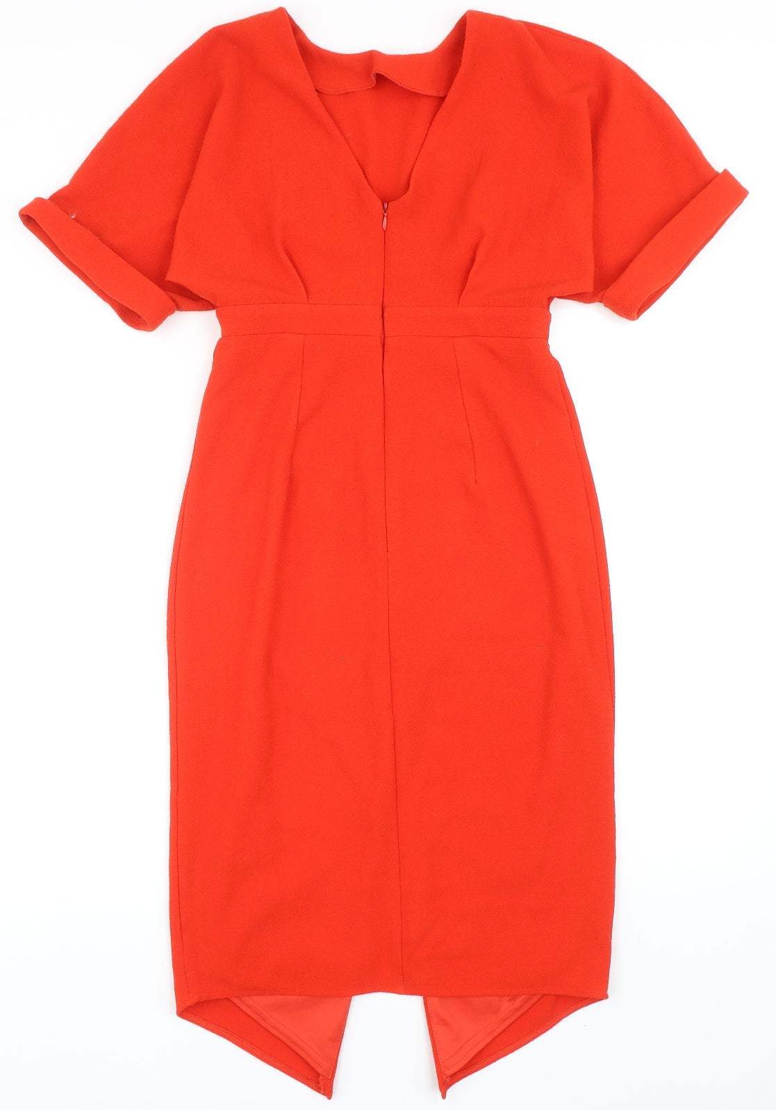 ASOS Womens Red Polyester A-Line Size 6 Round Neck Zip
