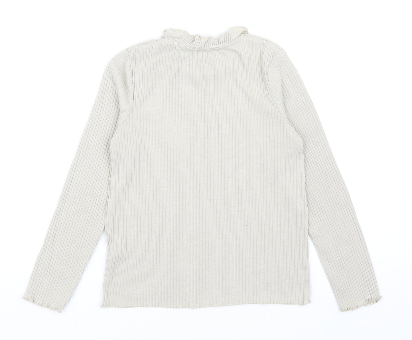 George Girls Beige Polyester Basic T-Shirt Size 8-9 Years Mock Neck Pullover