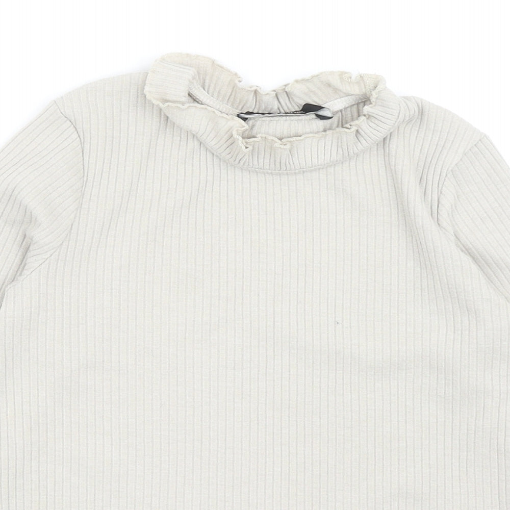 George Girls Beige Polyester Basic T-Shirt Size 8-9 Years Mock Neck Pullover