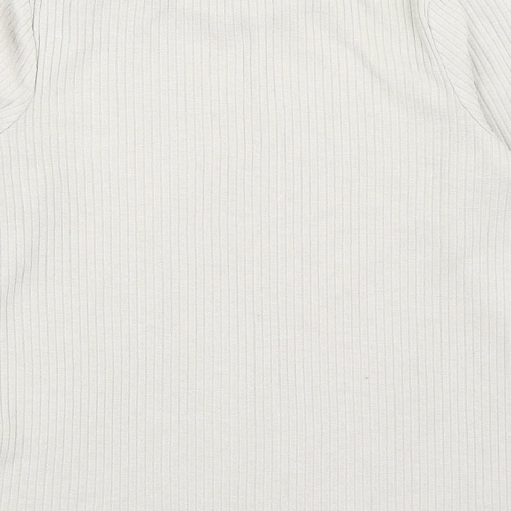 George Girls Beige Polyester Basic T-Shirt Size 8-9 Years Mock Neck Pullover