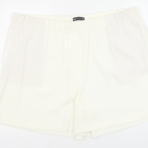 Marks and Spencer Womens Ivory Polyester Sweat Shorts Size 24 Regular Pull On