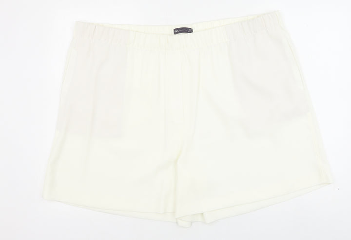 Marks and Spencer Womens Ivory Polyester Sweat Shorts Size 24 Regular Pull On