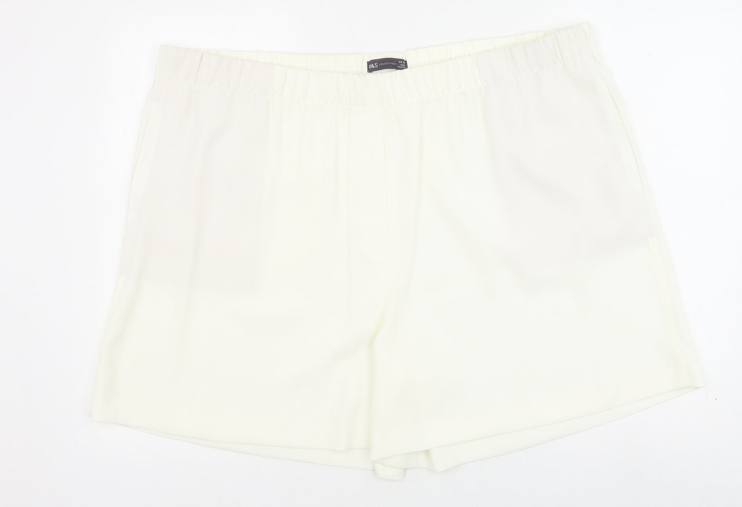 Marks and Spencer Womens Ivory Polyester Sweat Shorts Size 24 Regular Pull On
