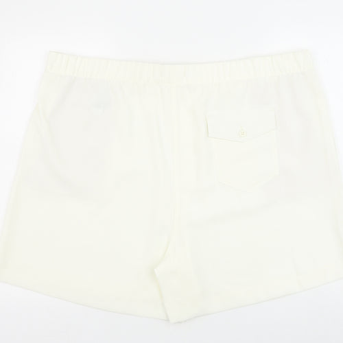Marks and Spencer Womens Ivory Polyester Sweat Shorts Size 24 Regular Pull On