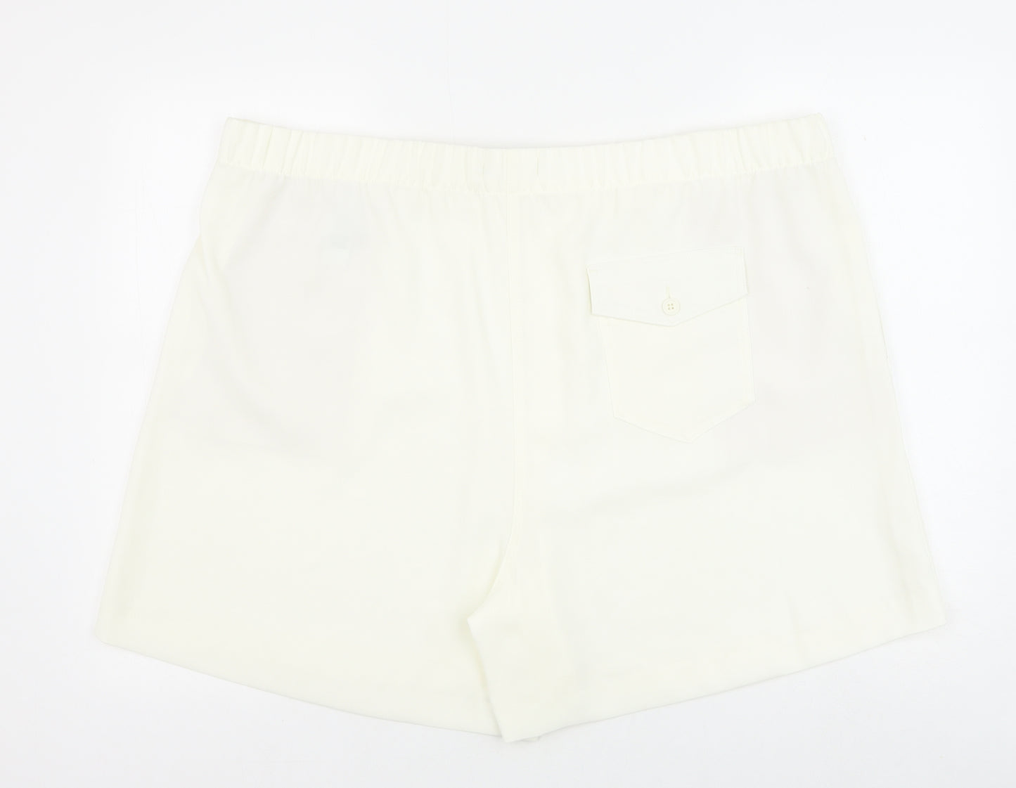 Marks and Spencer Womens Ivory Polyester Sweat Shorts Size 24 Regular Pull On