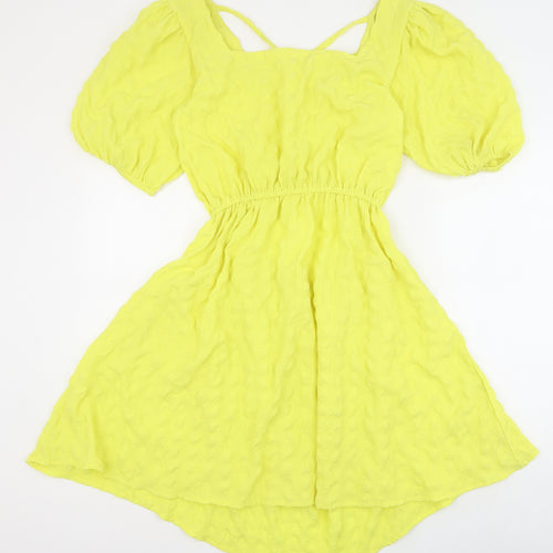 Brave Soul Womens Yellow Polyester Fit & Flare Size M Square Neck Tie