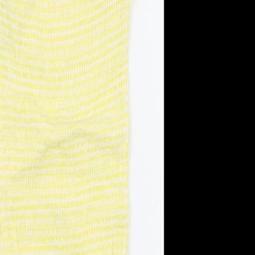 Missguided Womens Yellow Check 100% Cotton Bodycon Size 6 Off the Shoulder Pullover