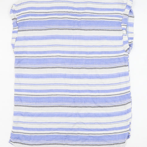 Matalan Womens Blue Striped Viscose Basic Tank Size 8 V-Neck