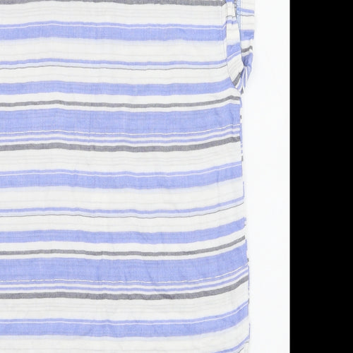 Matalan Womens Blue Striped Viscose Basic Tank Size 8 V-Neck