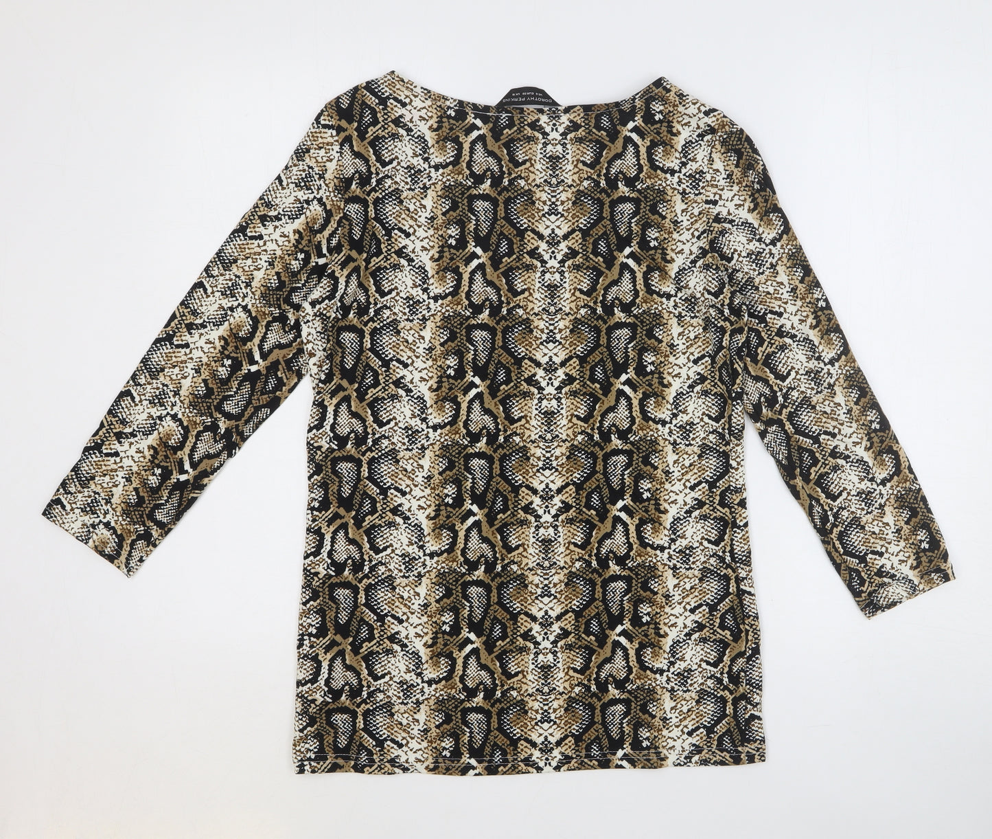 Dorothy Perkins Womens Brown Animal Print 100% Cotton Basic T-Shirt Size 10 Round Neck - Snake Print