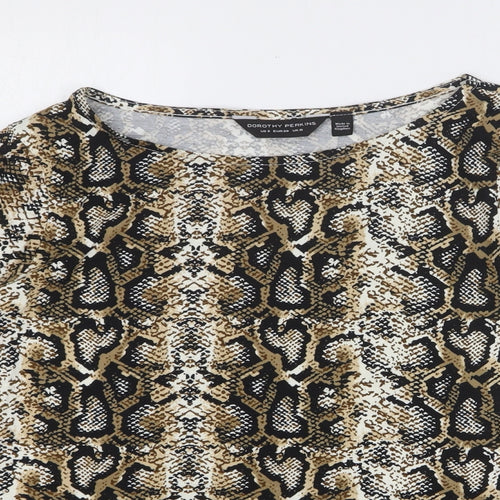 Dorothy Perkins Womens Brown Animal Print 100% Cotton Basic T-Shirt Size 10 Round Neck - Snake Print