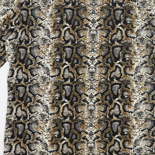 Dorothy Perkins Womens Brown Animal Print 100% Cotton Basic T-Shirt Size 10 Round Neck - Snake Print