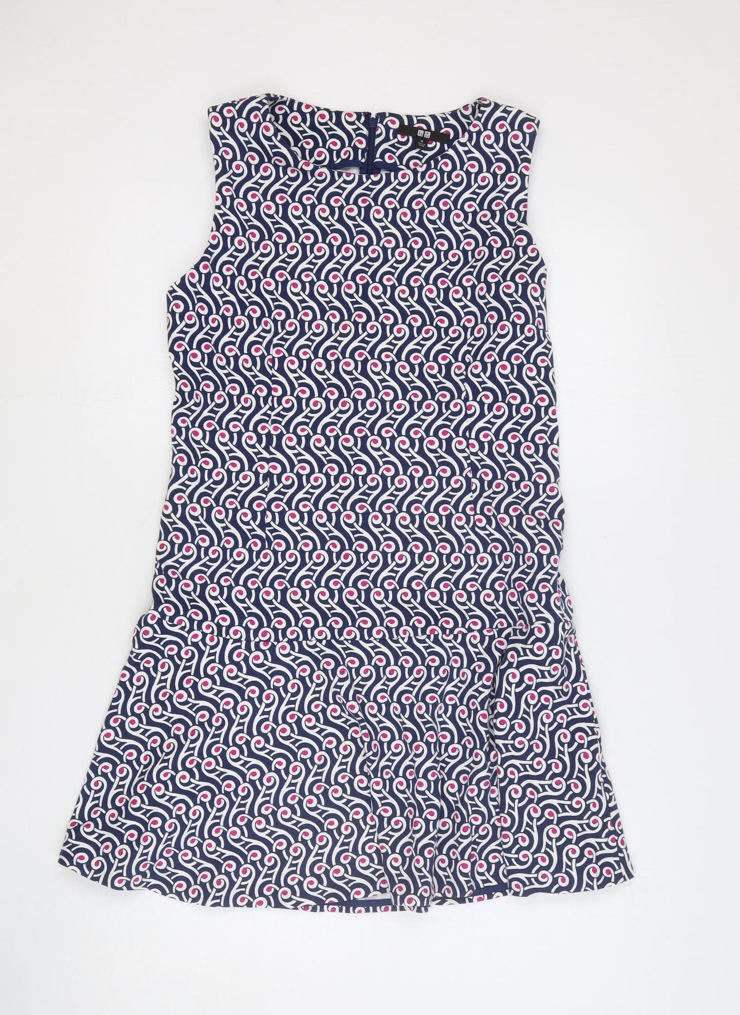 Preworn Womens Multicoloured Geometric Cotton Trapeze & Swing Size M Round Neck Zip