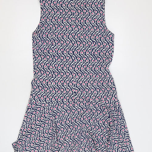 Preworn Womens Multicoloured Geometric Cotton Trapeze & Swing Size M Round Neck Zip