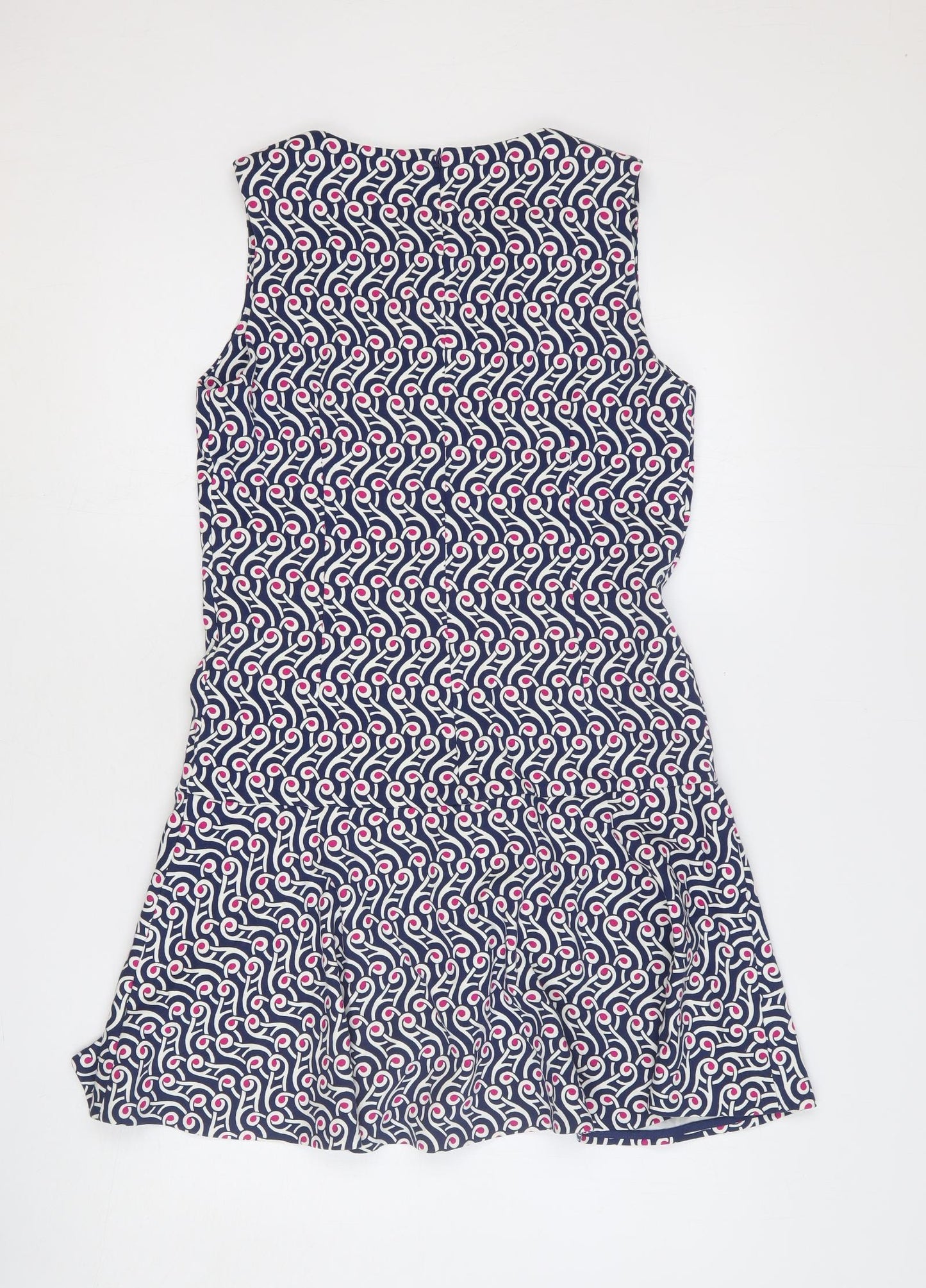 Preworn Womens Multicoloured Geometric Cotton Trapeze & Swing Size M Round Neck Zip