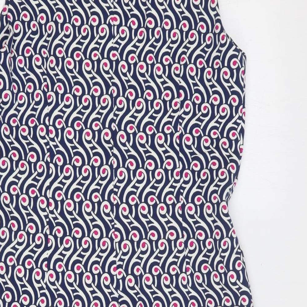 Preworn Womens Multicoloured Geometric Cotton Trapeze & Swing Size M Round Neck Zip