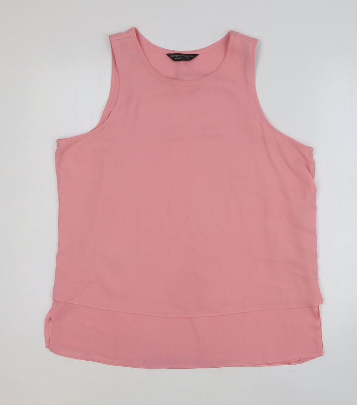 Dorothy Perkins Womens Pink Polyester Basic Tank Size 16 Round Neck