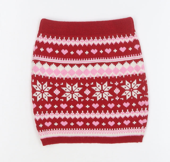 PEP&CO Girls Multicoloured Fair Isle Acrylic Straight & Pencil Skirt Size 3-4 Years Regular Pull On