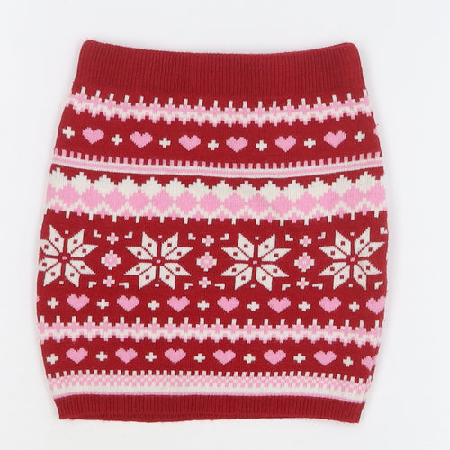 PEP&CO Girls Multicoloured Fair Isle Acrylic Straight & Pencil Skirt Size 3-4 Years Regular Pull On
