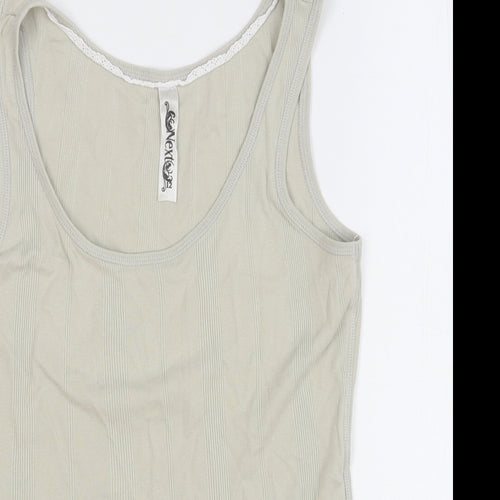 NEXT Womens Beige 100% Cotton Basic Tank Size 12 Round Neck