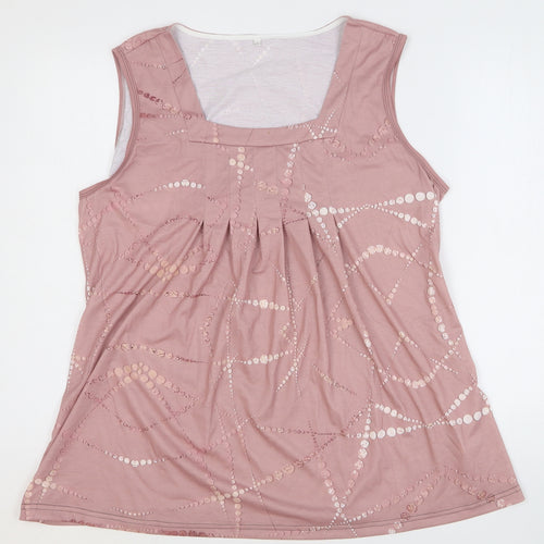 Preworn Womens Pink Geometric Polyester Basic Tank Size 2XL Square Neck