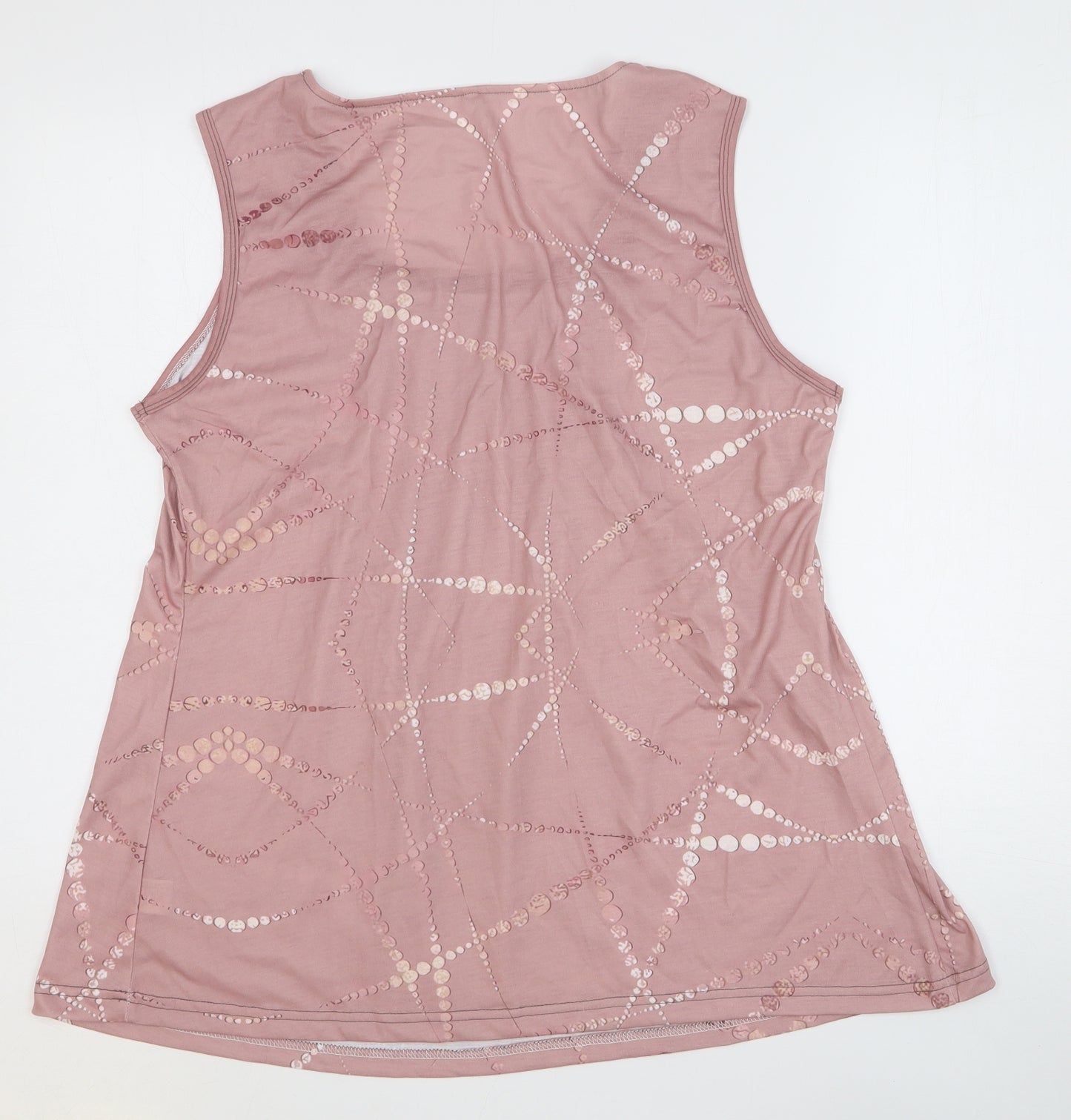 Preworn Womens Pink Geometric Polyester Basic Tank Size 2XL Square Neck