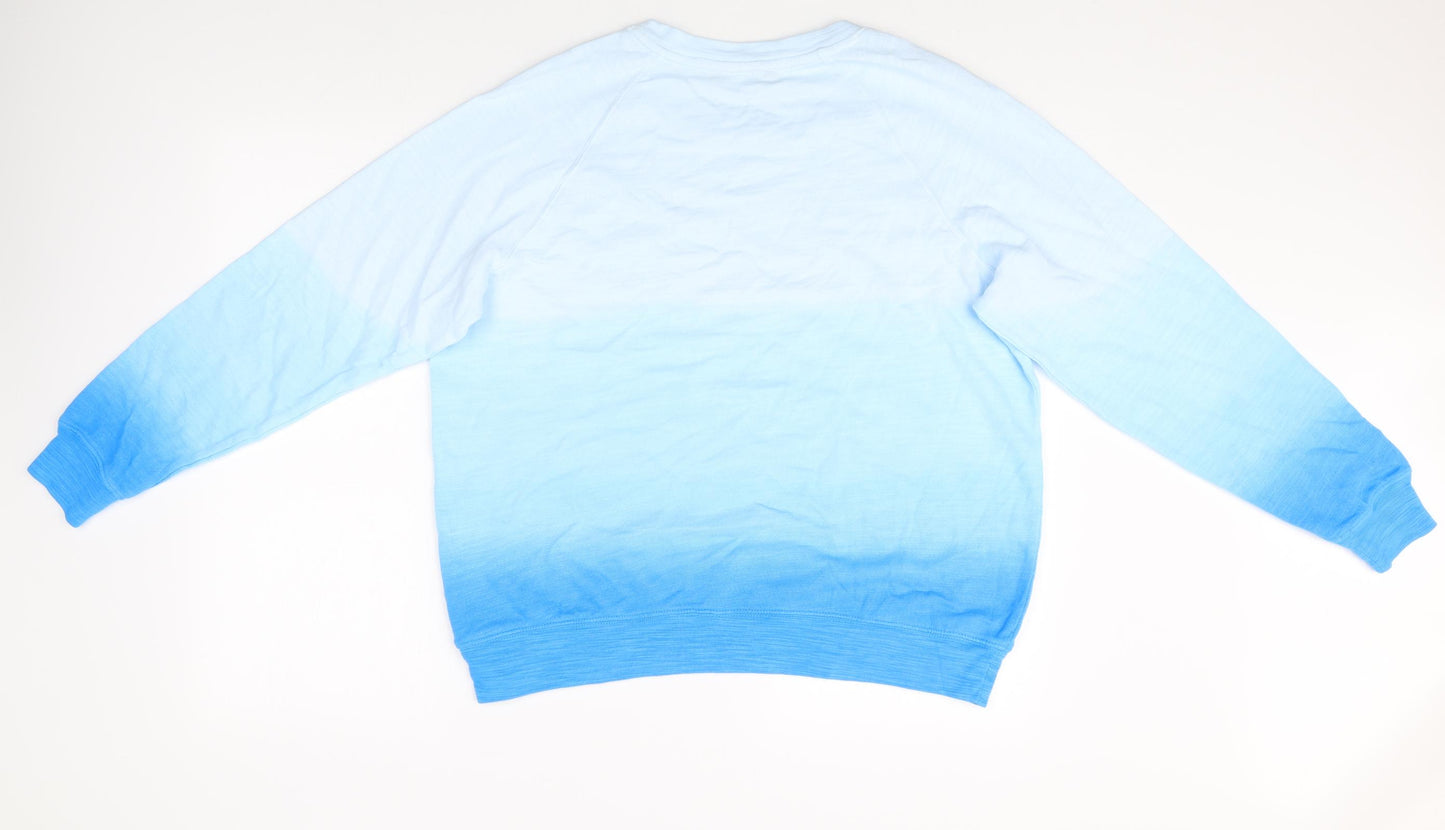 Preworn Womens Blue Round Neck Polyester Pullover Jumper Size 14 - Ombré