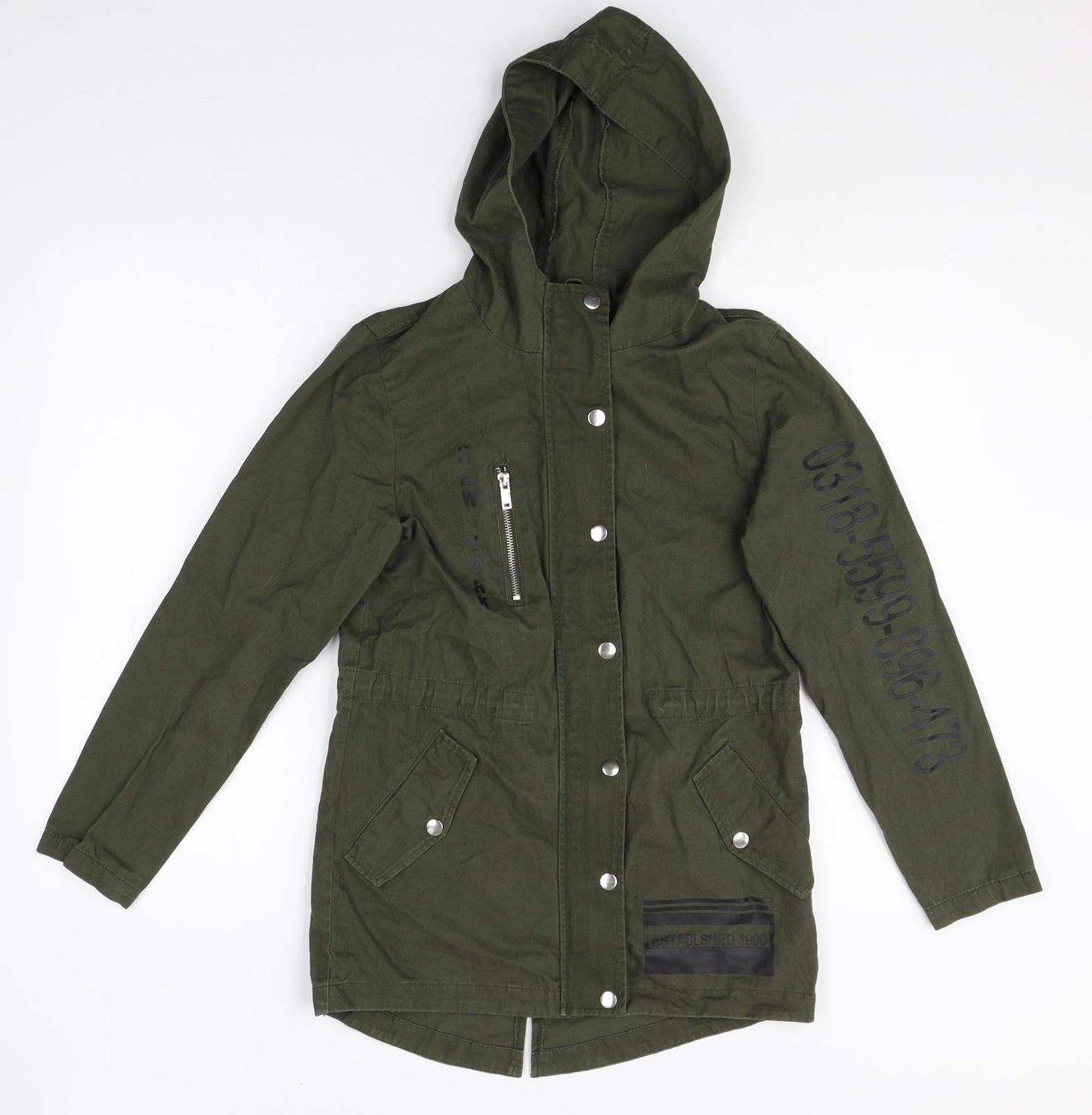 New Look Boys Green Military Jacket Jacket Size 10-11 Years Zip