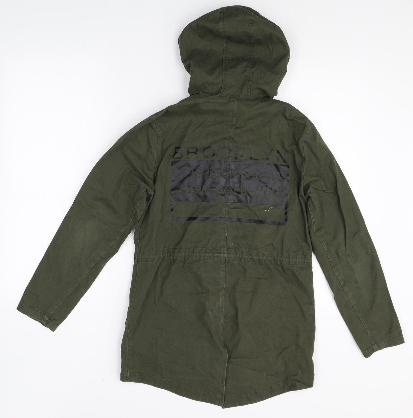 New Look Boys Green Military Jacket Jacket Size 10-11 Years Zip