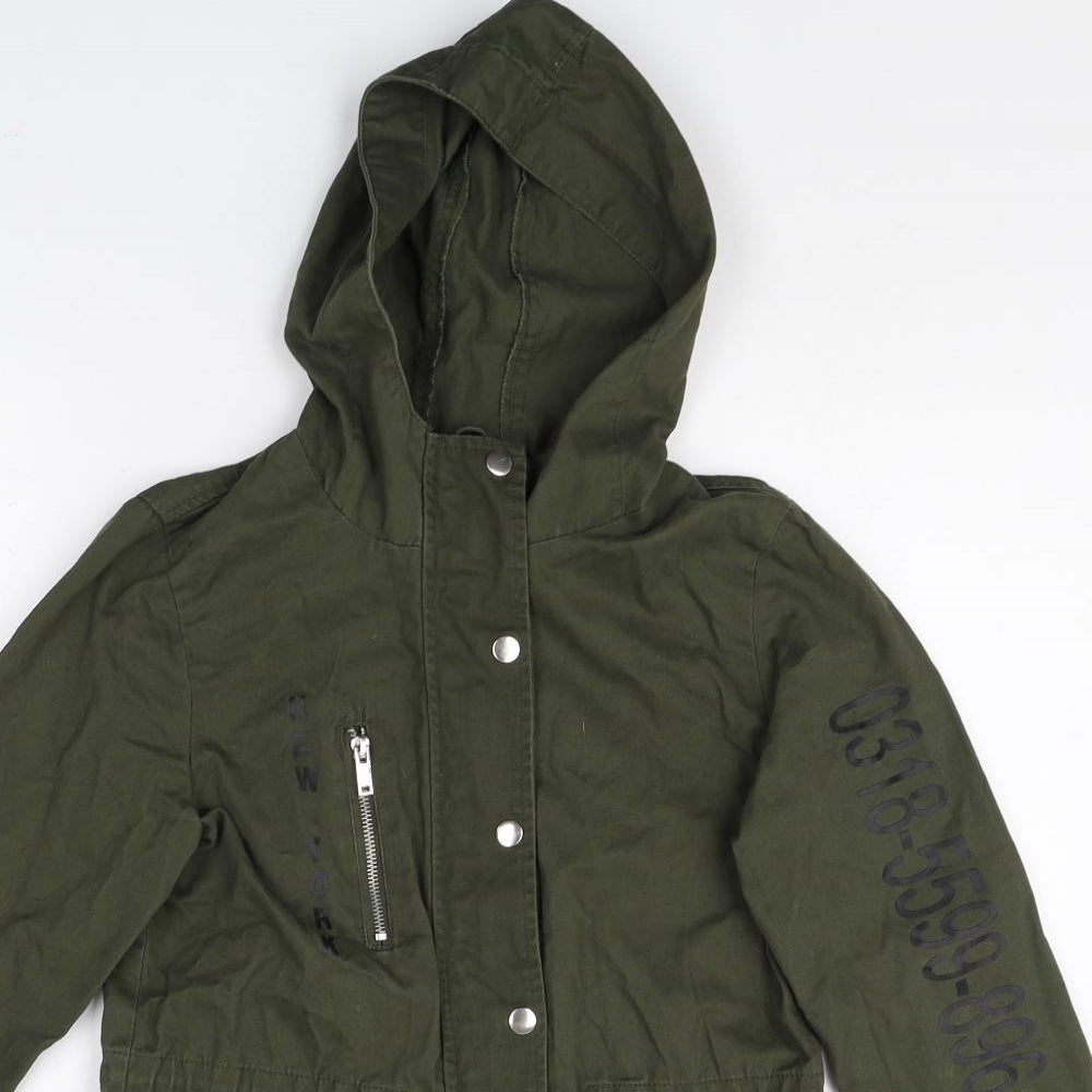 New Look Boys Green Military Jacket Jacket Size 10-11 Years Zip