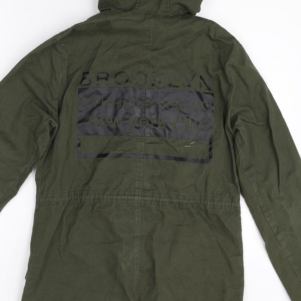 New Look Boys Green Military Jacket Jacket Size 10-11 Years Zip