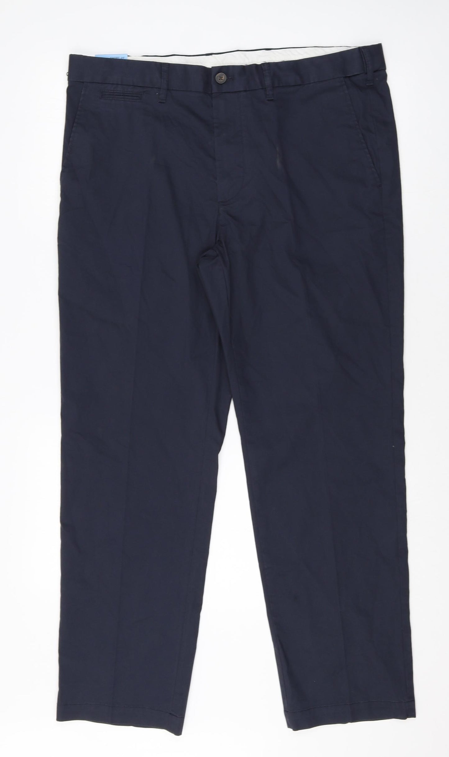 Marks and Spencer Mens Blue Cotton Trousers Size 36 in Regular Zip