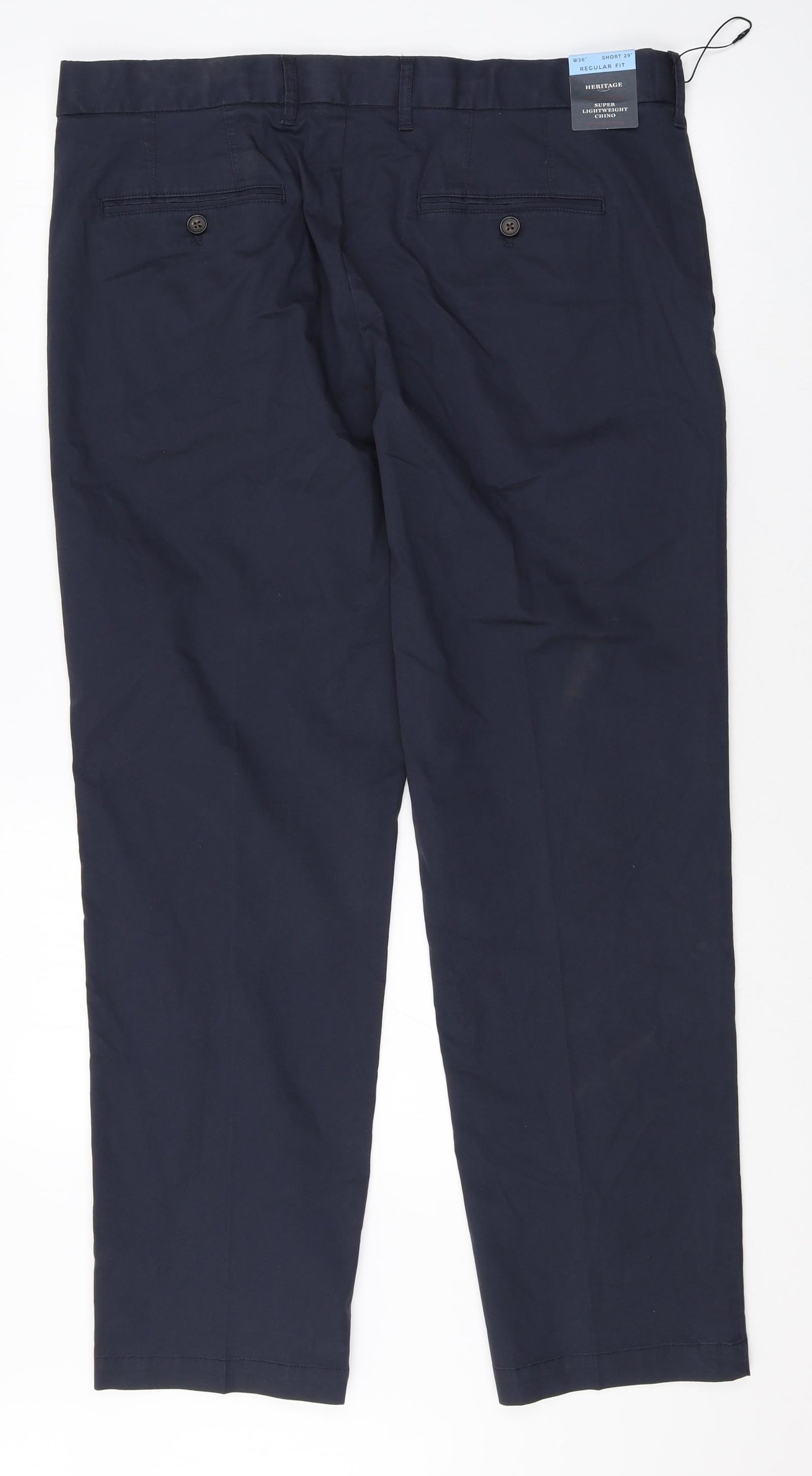 Marks and Spencer Mens Blue Cotton Trousers Size 36 in Regular Zip