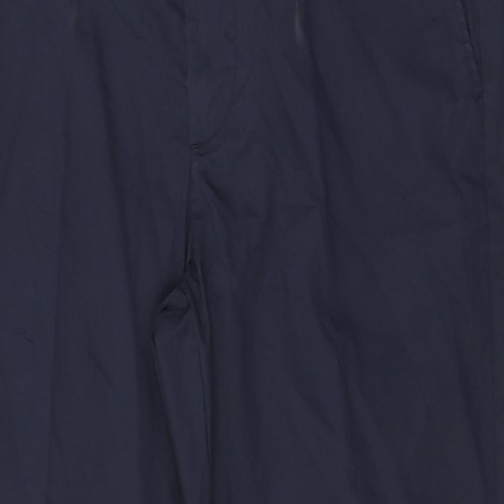 Marks and Spencer Mens Blue Cotton Trousers Size 36 in Regular Zip