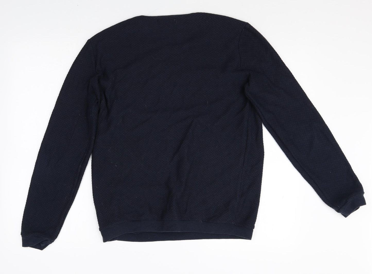 Zara Mens Blue Round Neck Polyester Pullover Jumper Size M Long Sleeve
