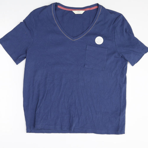Mark Alexander Womens Blue Cotton Basic T-Shirt Size 14 V-Neck