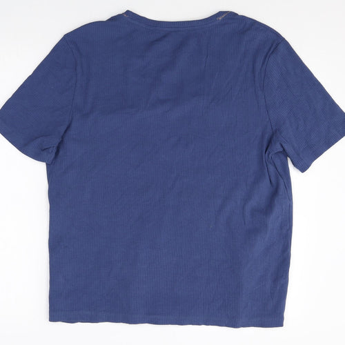 Mark Alexander Womens Blue Cotton Basic T-Shirt Size 14 V-Neck