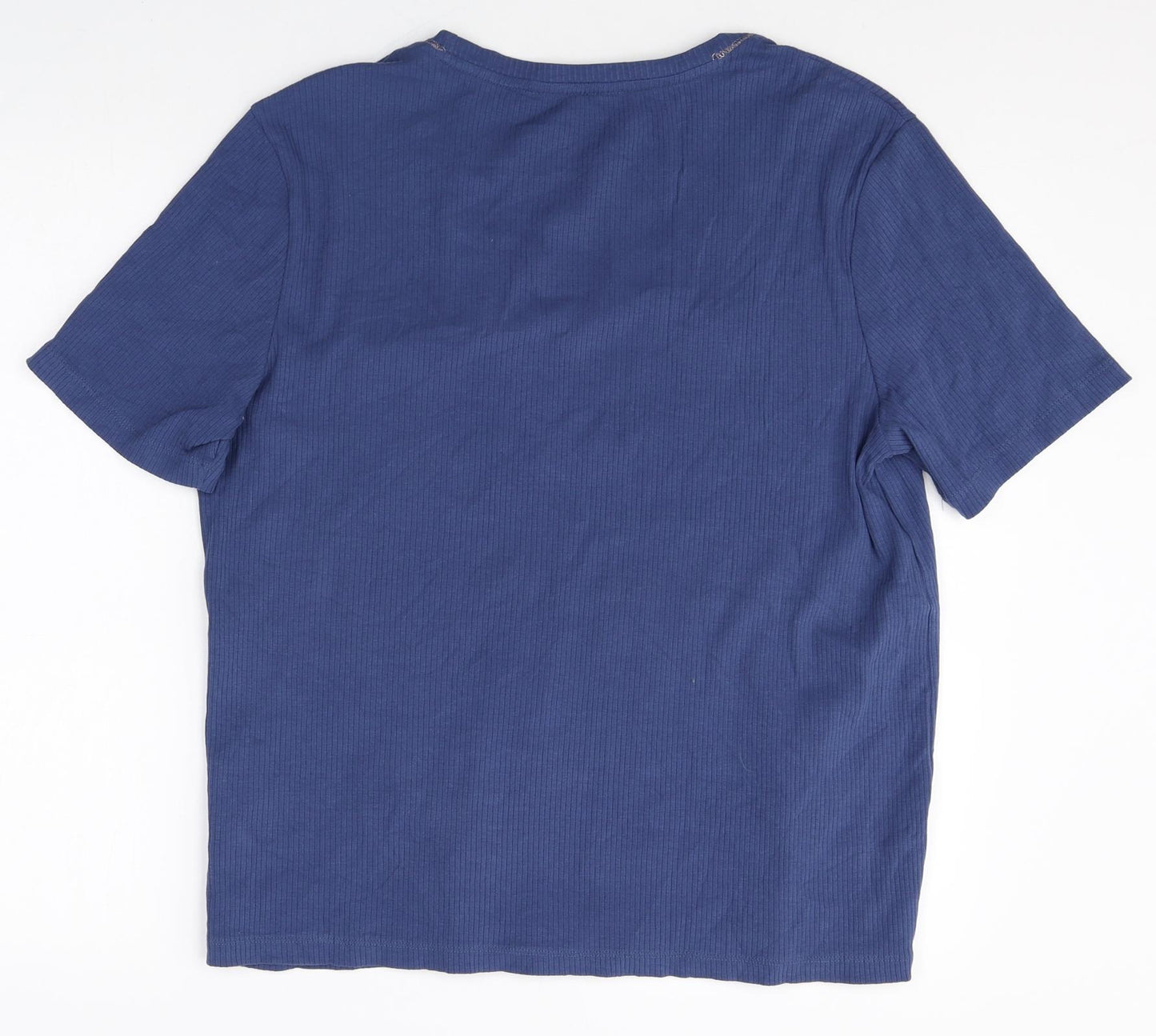 Mark Alexander Womens Blue Cotton Basic T-Shirt Size 14 V-Neck