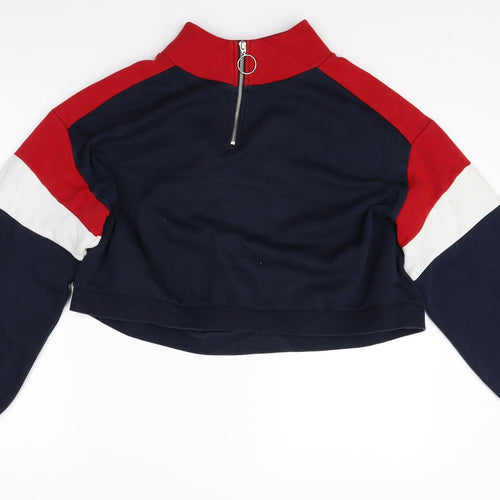 Divided Womens Multicoloured High Neck Cotton Pullover Jumper Size L - Colour Block