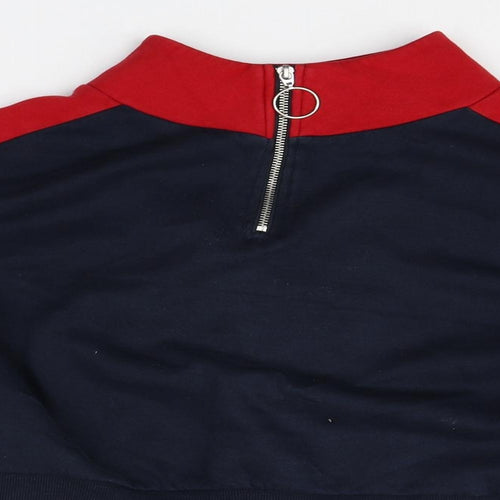 Divided Womens Multicoloured High Neck Cotton Pullover Jumper Size L - Colour Block