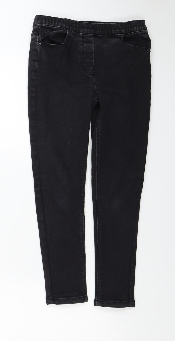 Matalan Girls Black Cotton Skinny Jeans Size 9 Months Regular Pullover