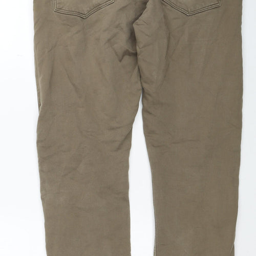 Marks and Spencer Mens Brown Cotton Straight Jeans Size 34 in L29 in Regular Zip