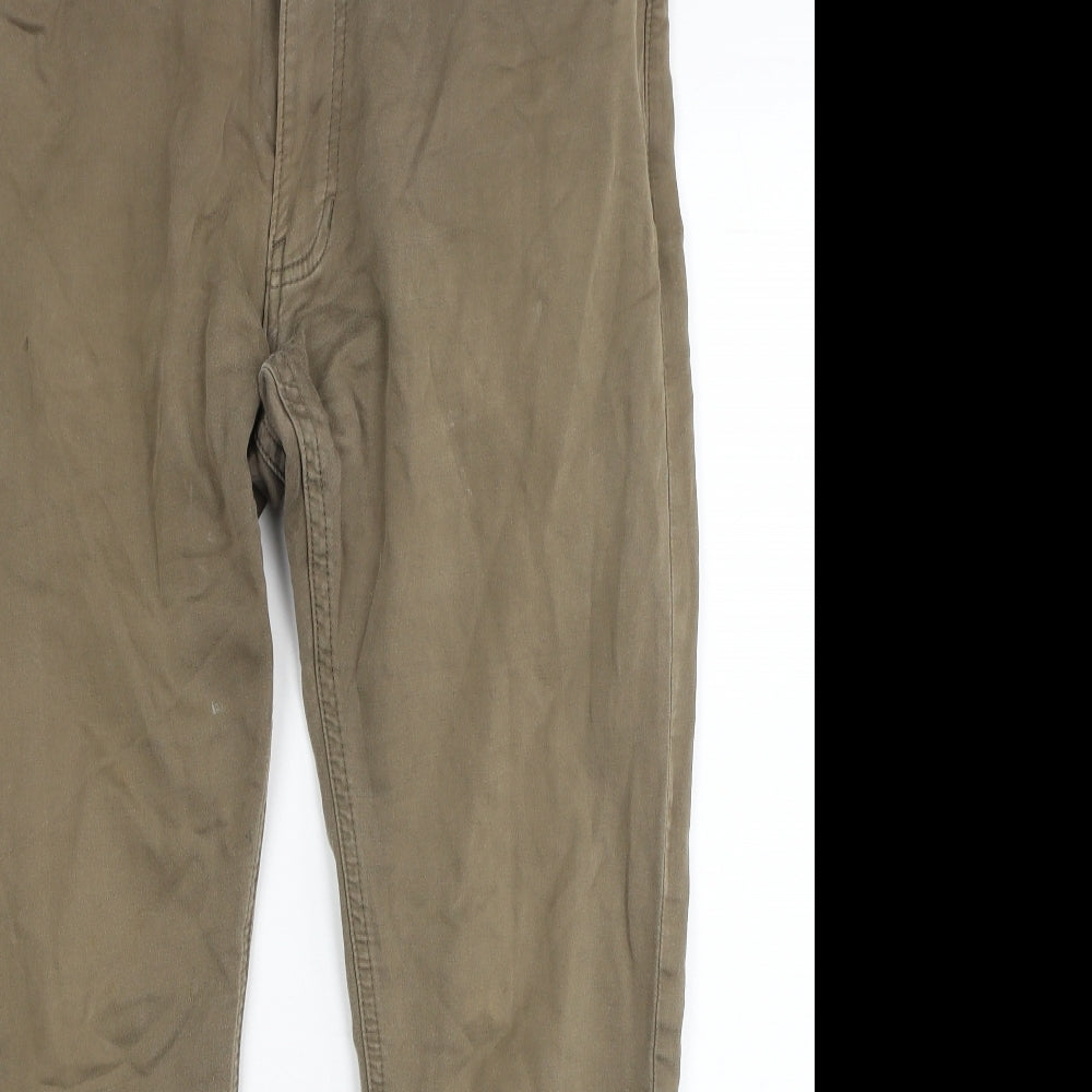 Marks and Spencer Mens Brown Cotton Straight Jeans Size 34 in L29 in Regular Zip