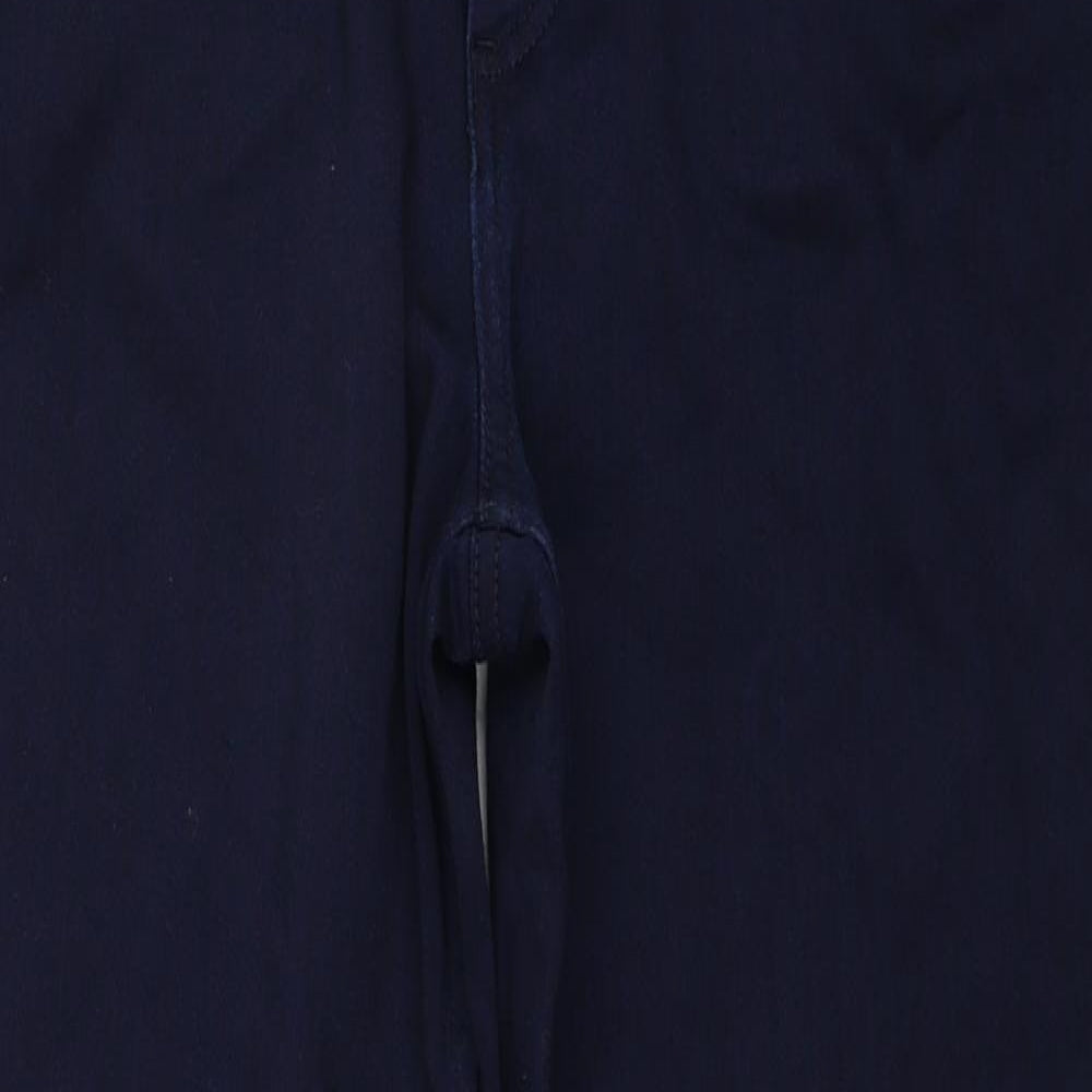 Marks and Spencer Womens Blue Cotton Straight Jeans Size 14 Regular Zip