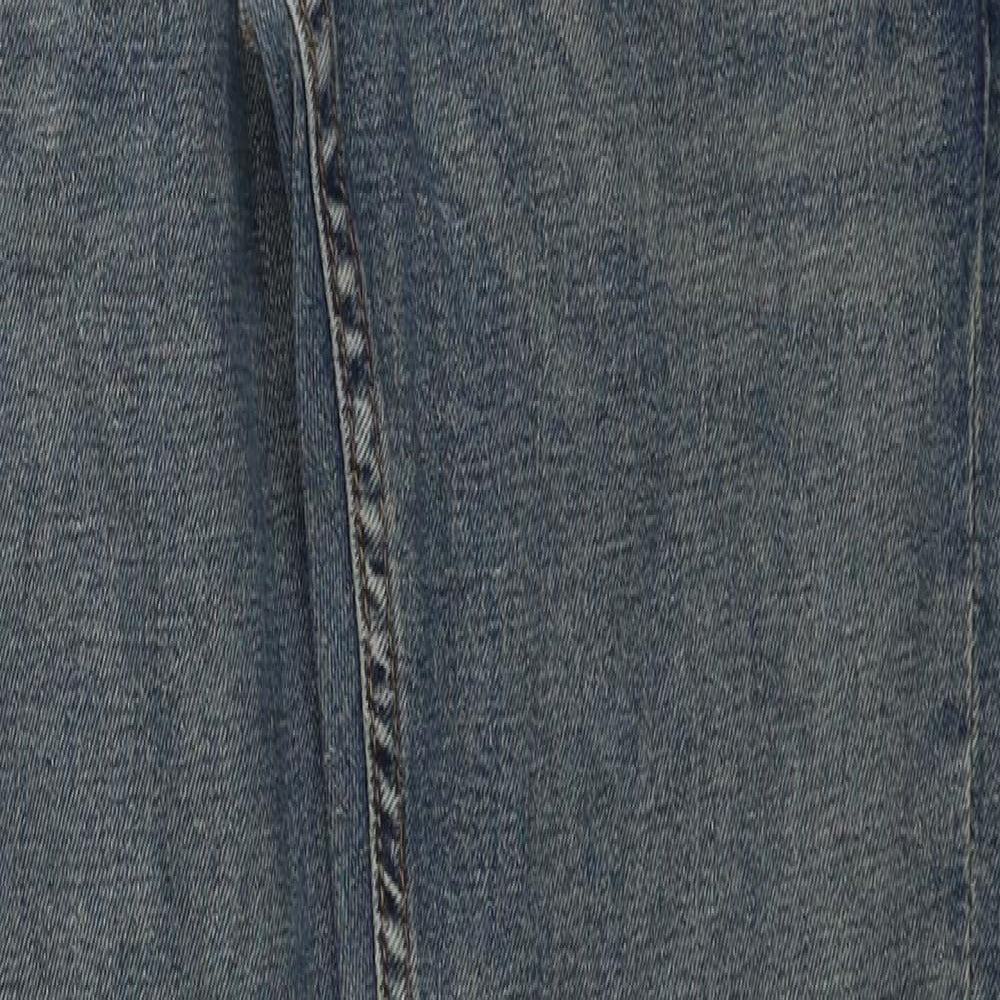 Zara Womens Blue Cotton Straight Jeans Size 10 Regular Zip
