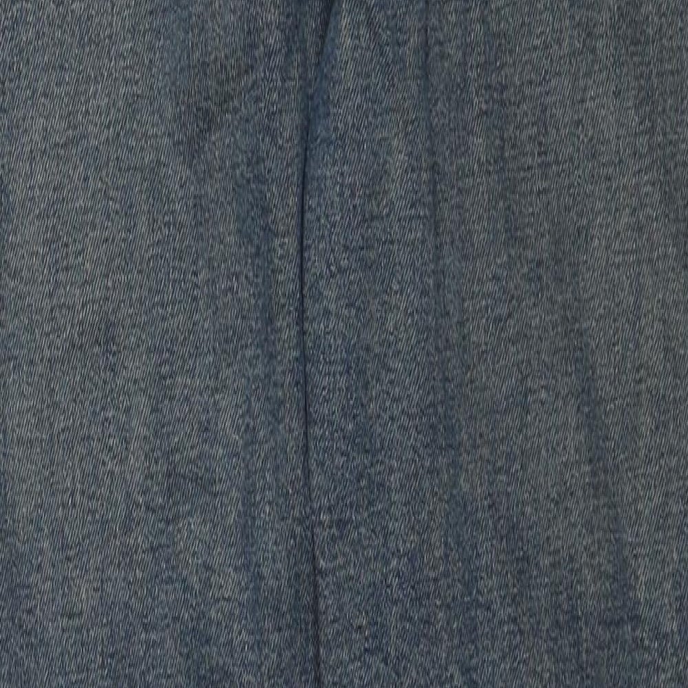 Zara Womens Blue Cotton Straight Jeans Size 10 Regular Zip