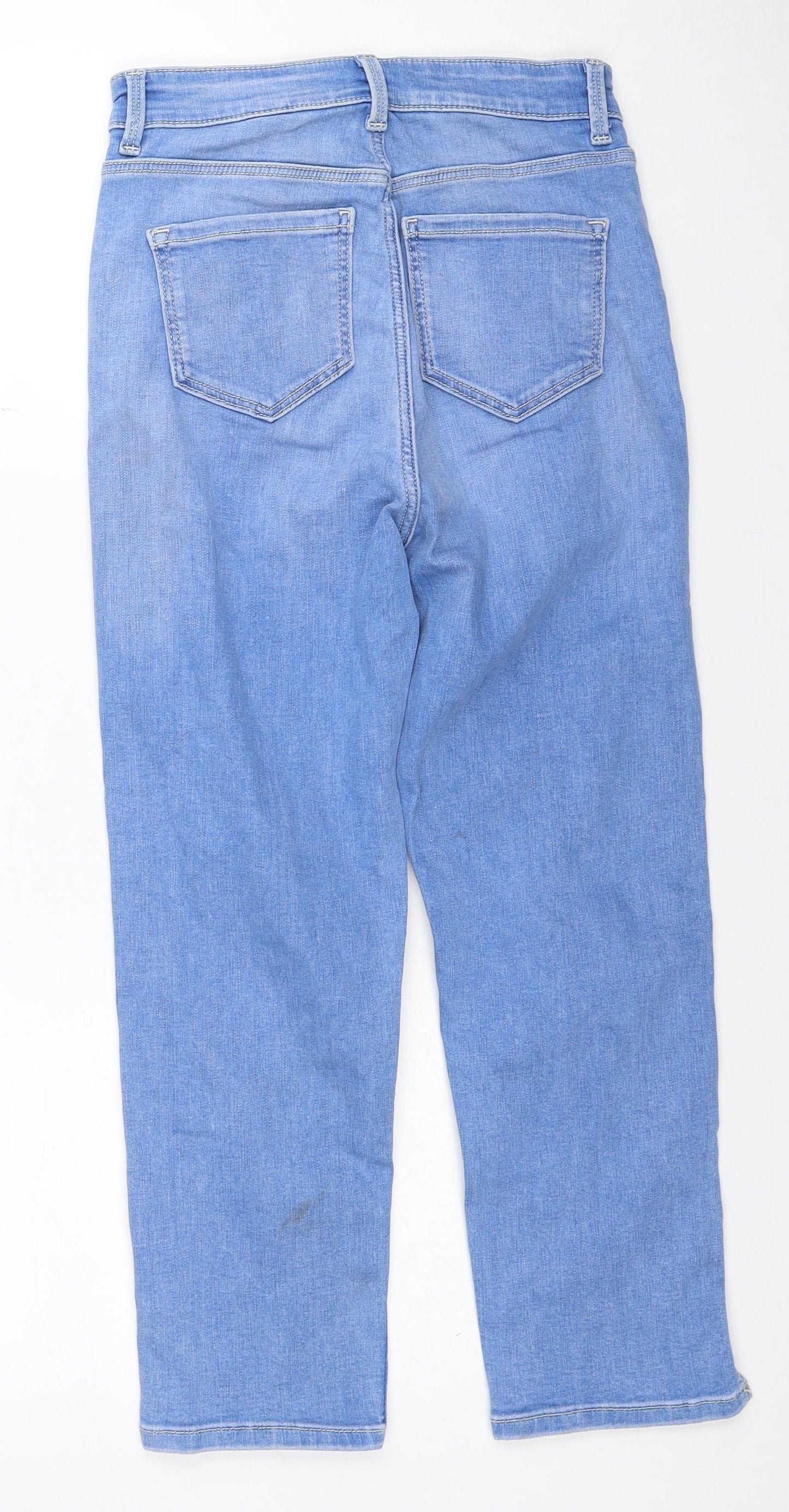 Marks and Spencer Womens Blue Cotton Straight Jeans Size 6 Regular Zip