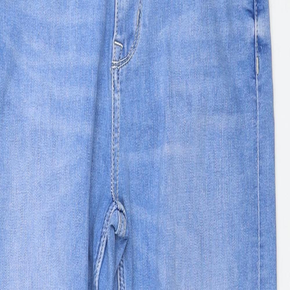 Marks and Spencer Womens Blue Cotton Straight Jeans Size 6 Regular Zip