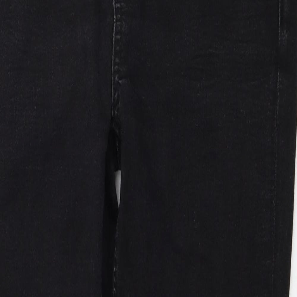 Marks and Spencer Womens Black Cotton Straight Jeans Size 12 Regular Zip